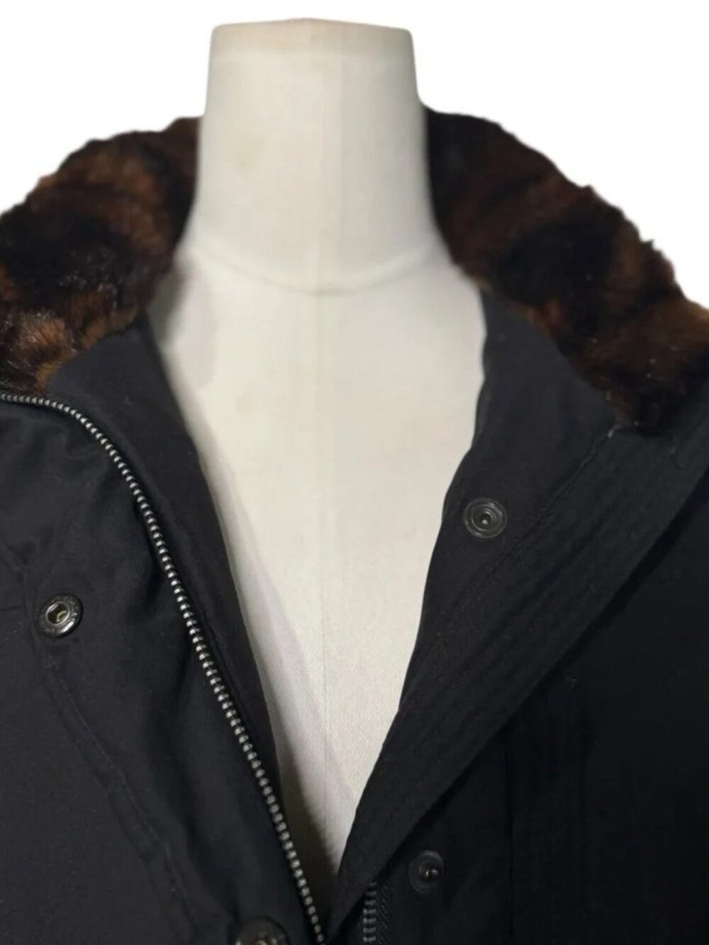 Lauren Ralph Lauren Ski Down Feather Black Parka Coat Faux Fur Size - Picture 4 of 8